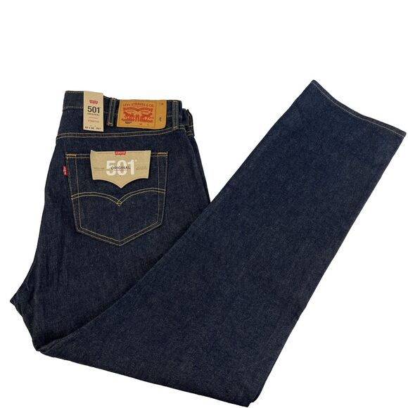New Mens Levi’s 501 Button Fly Denim Jeans Size 42x36 NWT Dark Wash Big & Tall - Picture 1 of 9